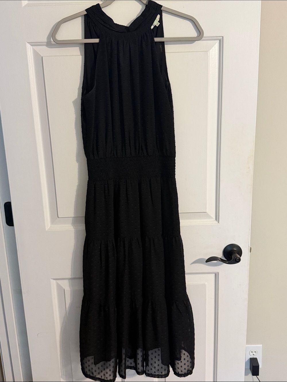 JADE Black Sleeveless Tiered Midi Dress XS